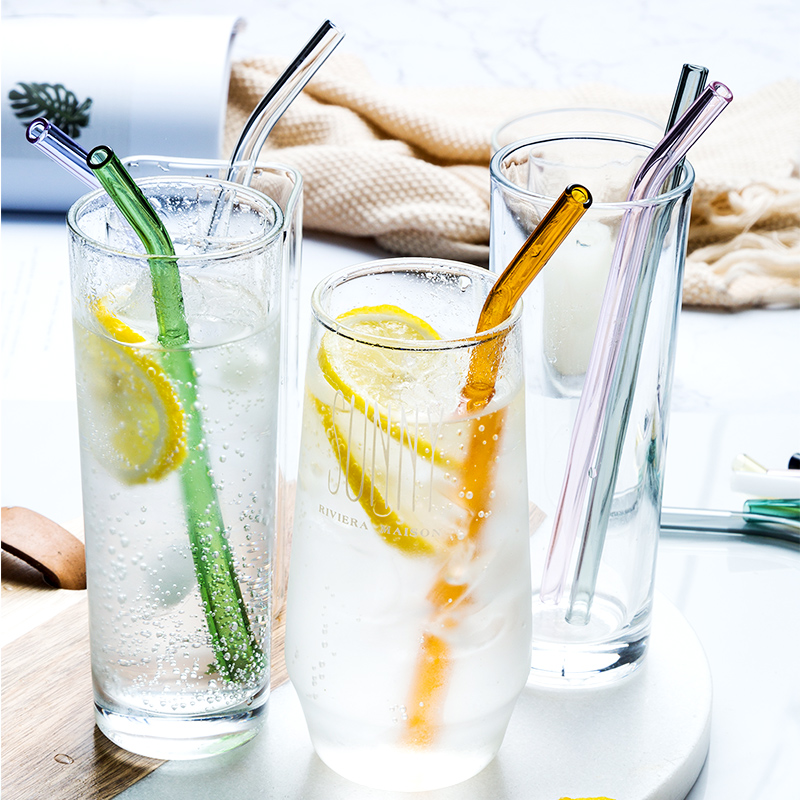 Porcelain soul straw thick transparent glass pipette pearl milk tea, not a one - time juice here straw straw stirring