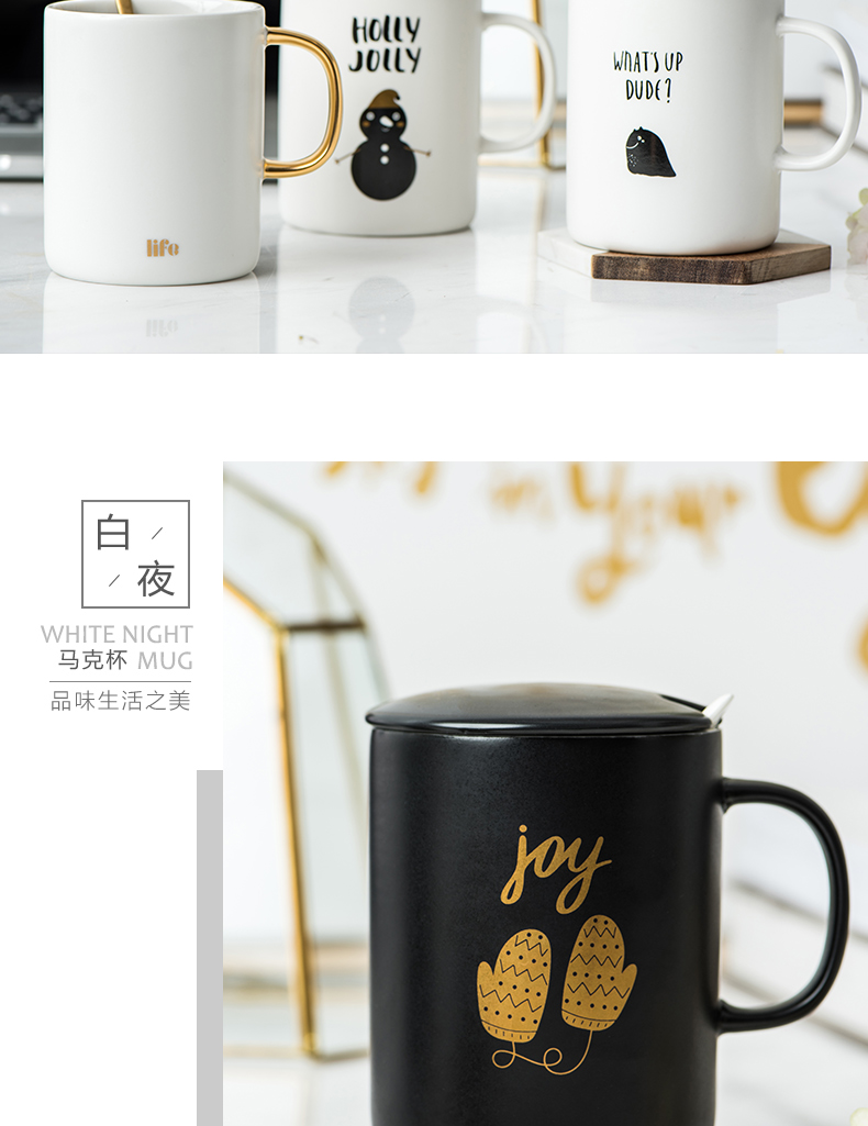 Porcelain soul ceramic keller cup with cover teaspoons of creative picking cups of milk for breakfast coffee keller cup logo mugs