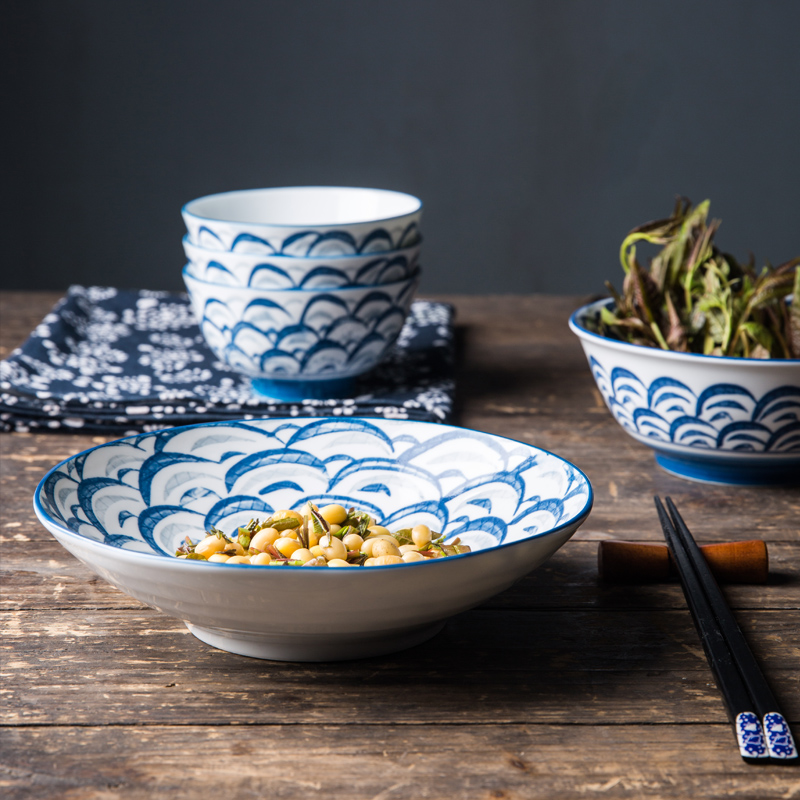 Chinese porcelain soul tableware suit Chinese wind blue - and - white porcelain dishes suit to eat to use household rainbow such as bowl noodles bowl chopsticks