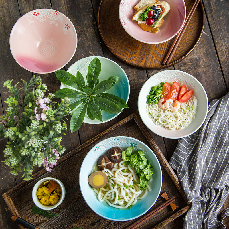 Hand - made ceramic porcelain soul day type style a single large rainbow such as bowl, lovely soup bowl dish bowl of noodles bowl