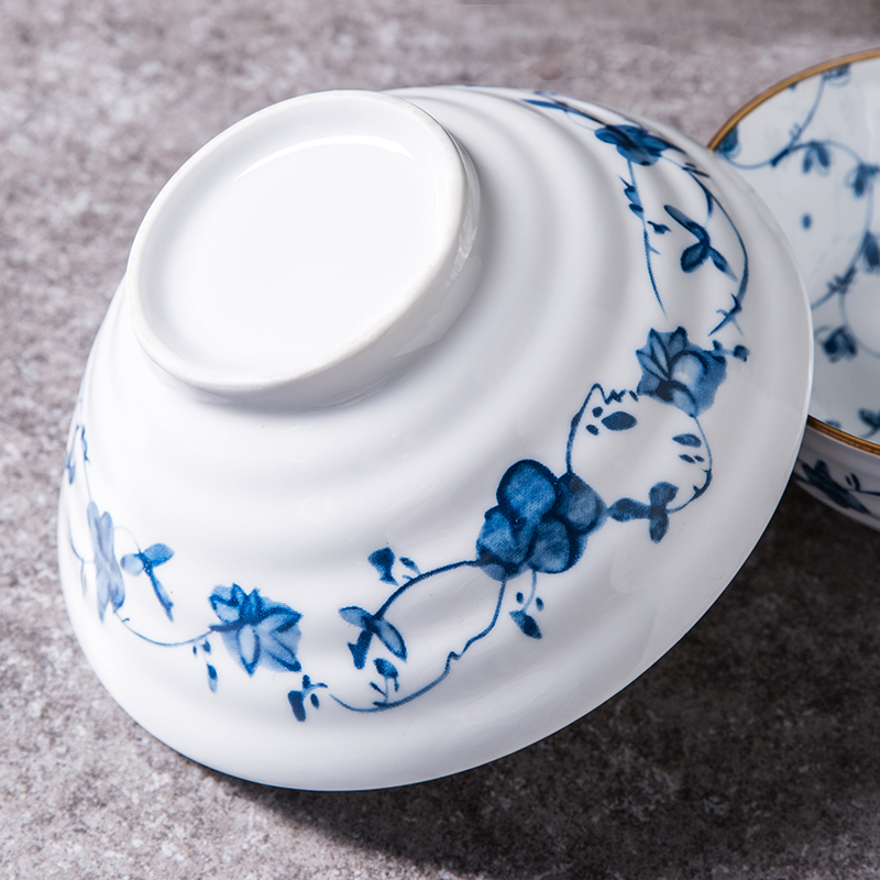 Porcelain soul household Japanese blue and white Porcelain rice bowls, large bowl of microwave bowl of soup bowl rainbow such as bowl dish bowl of salad bowl