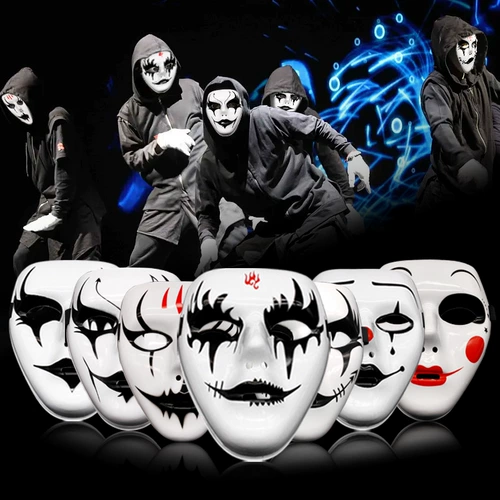 万圣节化妆舞会手绘白色鬼步舞面具男街舞面具恐怖面具鬼舞步面具