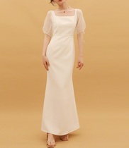 Van Na Xian clothing new simple satin light wedding Korean retro bubble sleeve wedding bride exterior wedding dress
