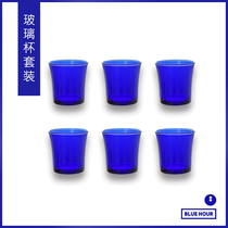 (Blue Time) Imported Glass Cups Blue Juice Cups Tea Cutlery Heat Resistant Klein Upscale Cup Water Cup