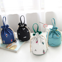 Canvas womens bag change bag drawstring mobile phone bag hand key storage bag Tinker impression Tiger card braised cup set