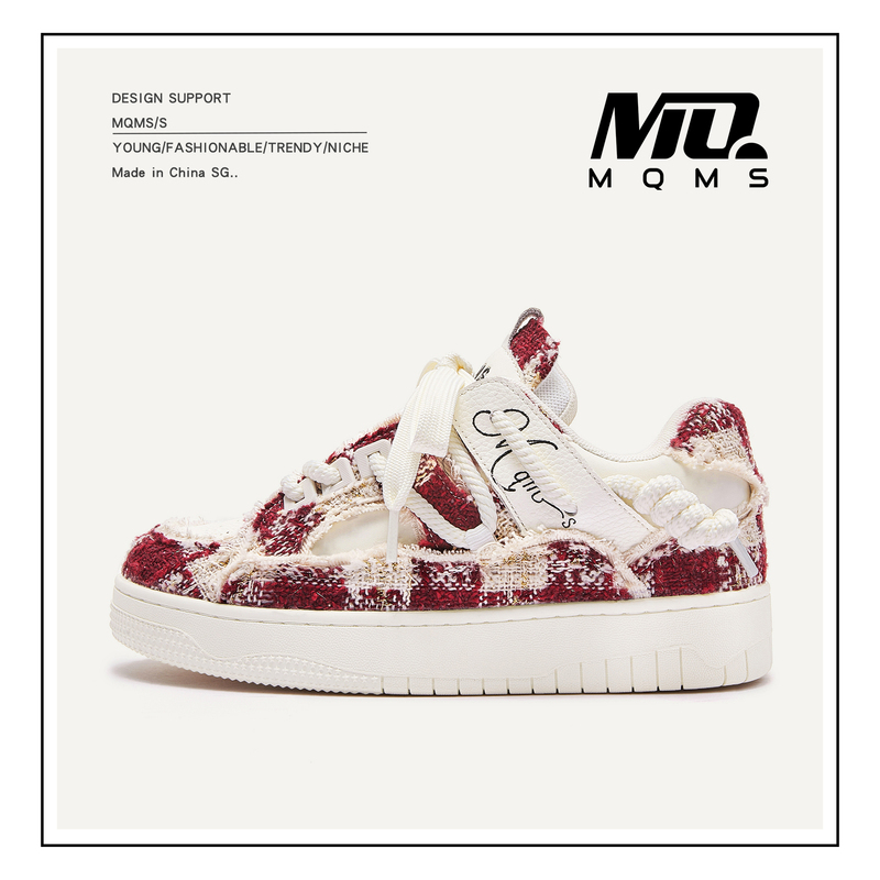 Mqms Distorted Aesthetics Series Christmas Red Zodiac Year Chanel-Style Loafers Board Shoes Men's Trendy Shoes Unisex