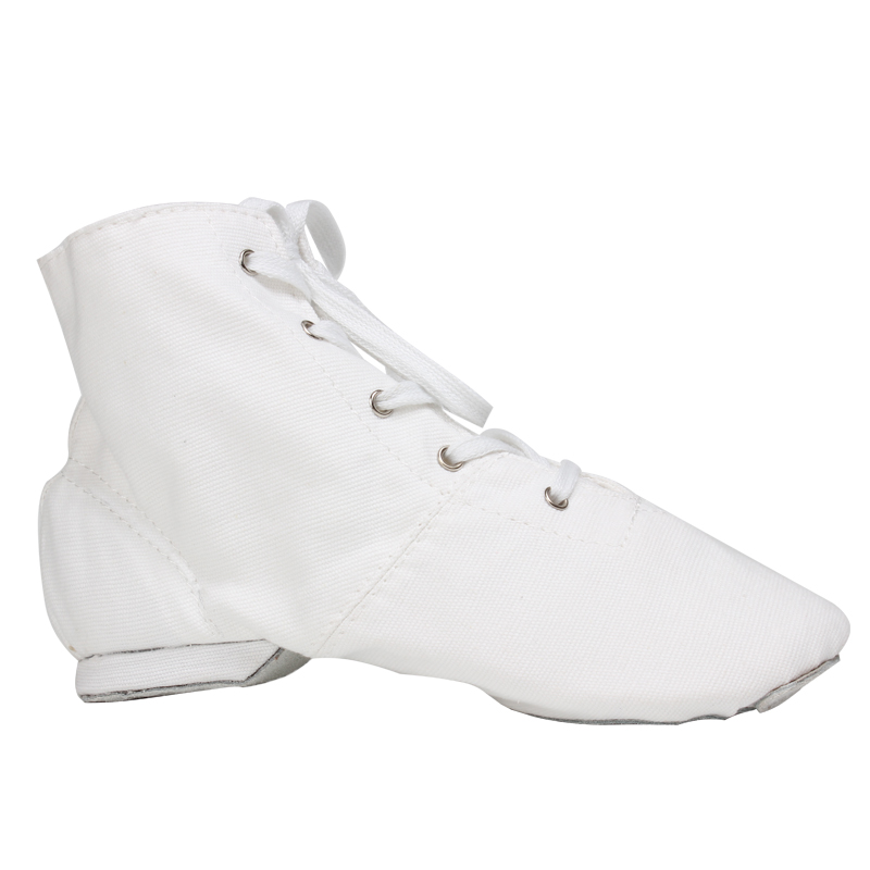 Jazz Boot Men and Men Soft Bottom High Bang Canvas Female Adult High State Dance Shoes Lace Black & White Practice Shoes Spring Summer