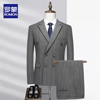 Двойная свежая серая полоса 8928 [костюм+брюки]