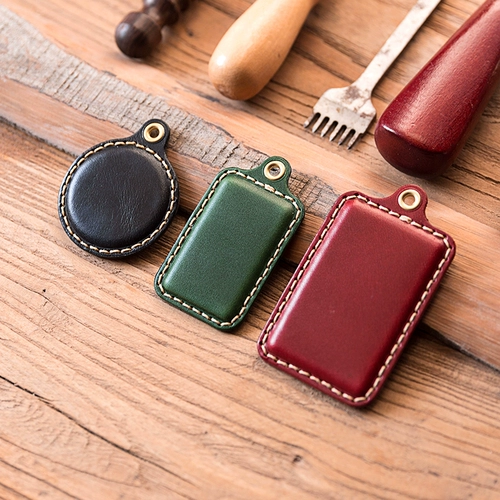 Кожаный чехол для проездного и картхолдер, квадратный защитный чехол ручной работы, воловья кожа