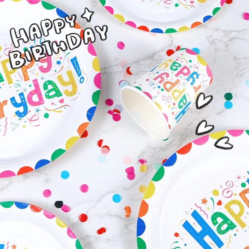 Meow Meow Props Disposable Paper Pan Colored Balloon Paper Cupcake paper Disc Suit Birthday Picnic Kindergarten Party Meal-Taobao