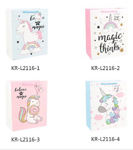 (Meow Meow props)Unicorn theme pony Rainbow Pony Back gift bag Creative hand shopping gift bag Notebook