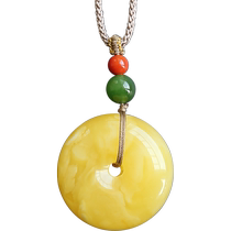 Qingling natural amber pendant on stone