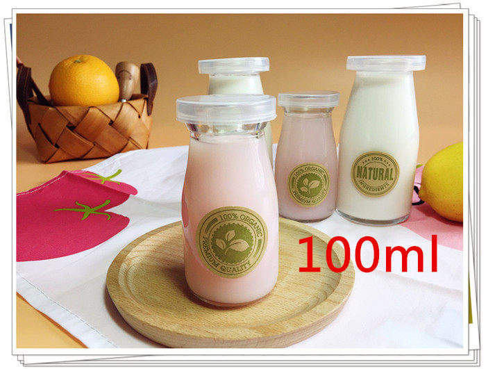 High pudding glass bottle High temperature resistant bottle with cap Lead-free High pudding bottle with cap Fresh milk bottle Yogurt glass bottle 100ml