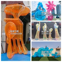 Customized inflatable cartoon special-shaped shooting props colorful laser light-emitting transparent display public art graduation installation