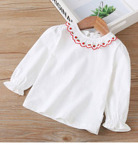 Baby Girl Embroidered Strawberry Lapel Shirt 2022 Spring and Autumn New Girls Cotton Top Children Pullover Shirt