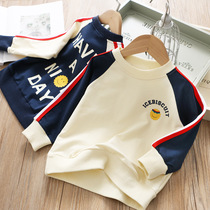 100 yards 110 yards Boys and girls college style color contrast sweater 2022 spring and autumn childrens color matching casual letter top