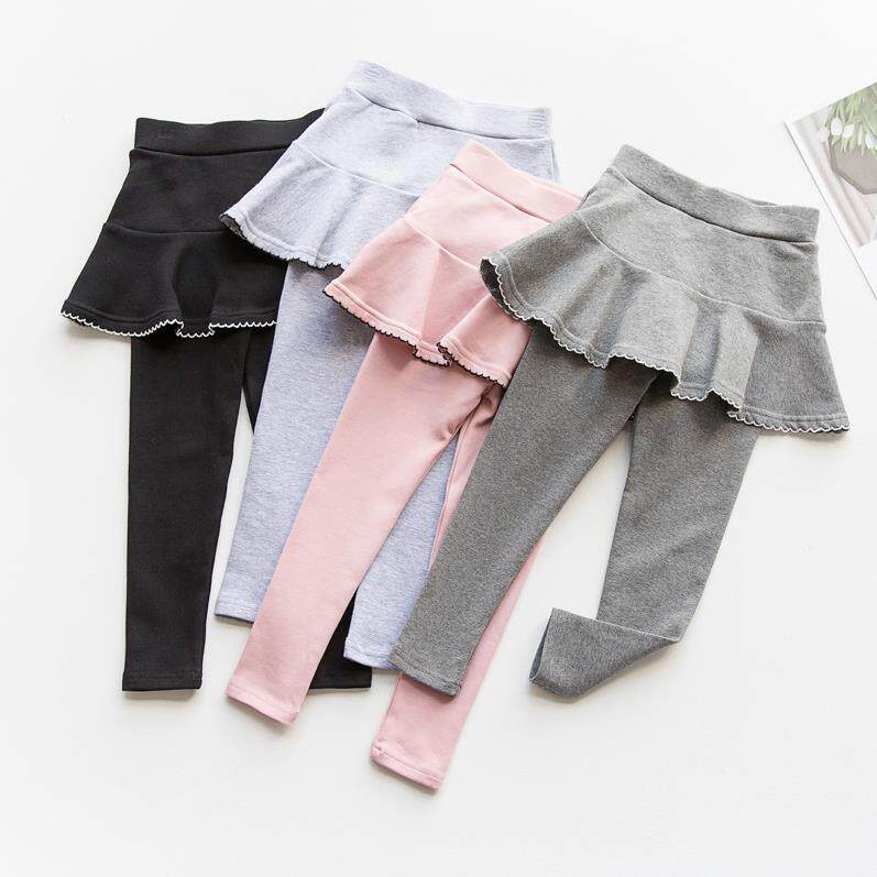 2022 autumn new girls' pure cotton elastic culottes children's fashion outerwear leggings fake two-piece A-line skirt