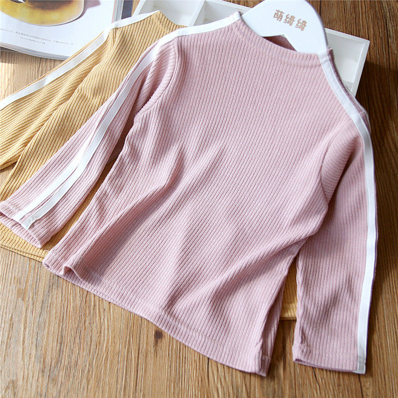Girls pullover pullover 2022 spring and autumn children's sports T-shirt top western style striped bottoming shirt in big children's trend