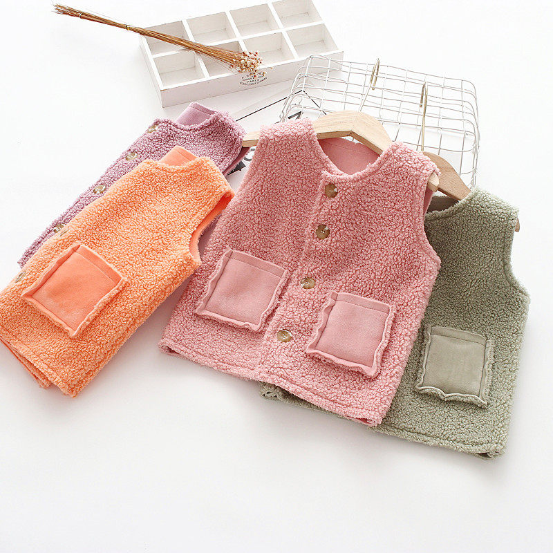 100 Yards Clearance Girls Winter New Teddy Velvet Vest Children Thickened Warm Vest Korean Version One Velvet Vest