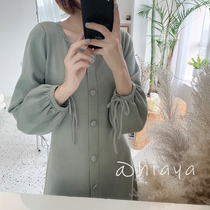 Lebanon bubble butterfly sleeve temperament knitted dress design sense niche dress women waist slim sweater skirt