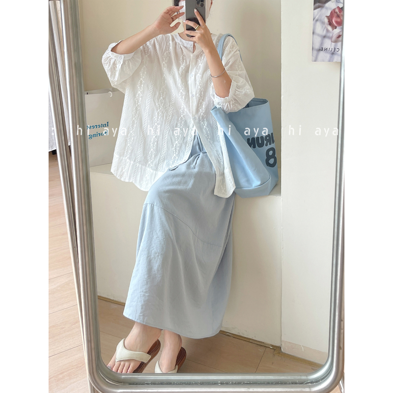 French-Style Heavy Lace Embroidery Single-Breasted Elegant Ladylike Blouse White Shirt Summer New Three-Quarter Sleeve Shirt French-Style Heavy Lace Embroidery Single-Breasted Elegant Ladylike Blouse White Shirt Summer New Three-Quarter Sleeve Shirt