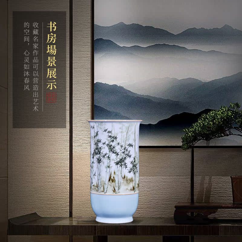 Jingdezhen ceramics hand - made pastel bamboo decorative vase rich ancient frame of new Chinese style household furnishing articles sitting room collection