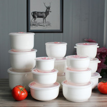 Ceramic fresh bowl three-piece set with lid lunch box lunch box lunch box internal heat can be microwave oven vacuum large take-out meal
