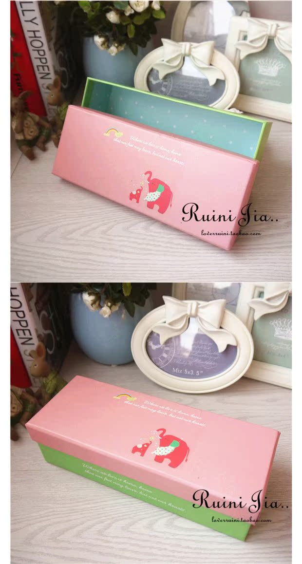 Ruinijia ~ vớ panty bao bì hộp quà tặng túi lưu trữ phim hoạt hình hình chữ nhật voi màu hộp quần lót nữ
