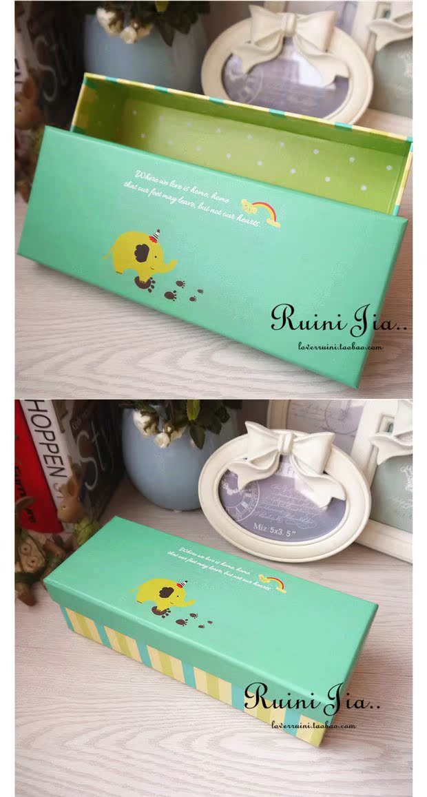 Ruinijia ~ vớ panty bao bì hộp quà tặng túi lưu trữ phim hoạt hình hình chữ nhật voi màu hộp quần lót nữ