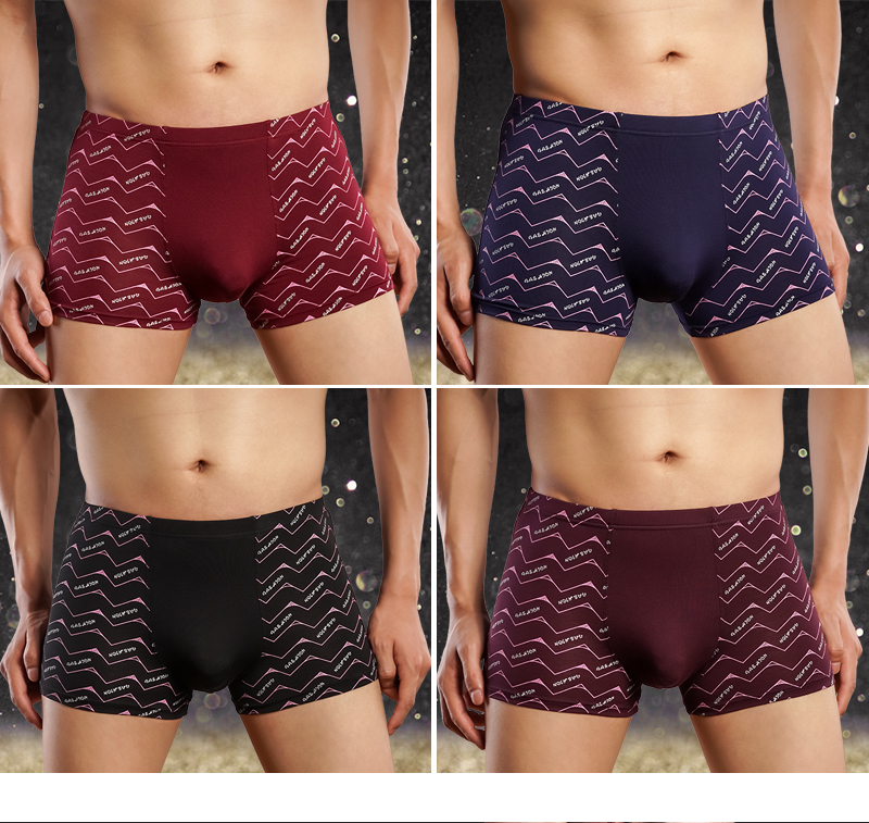 4 nạp Mudaier nam đồ lót thanh niên kích thước lớn boyshort U lồi nam trung eo bông rộng vành màu quần short bốn góc