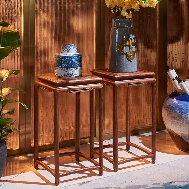 Nhím gỗ đàn hương đỏ gỗ gụ gỗ rắn đồ nội thất bàn hoa cây cảnh đứng phòng khách mới cổ điển Trung Quốc hoa đứng kệ giá đỡ - Kệ