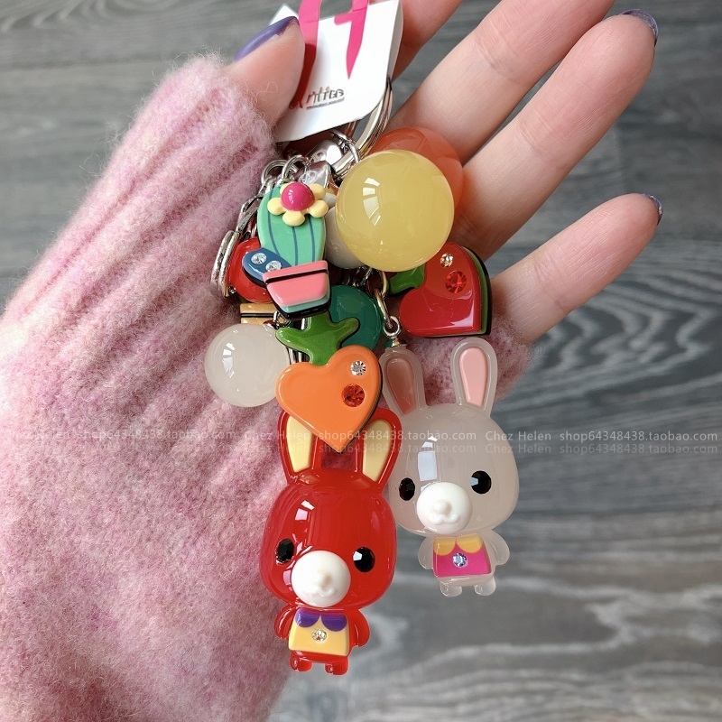 South Korea Imported Az Graindebeaute Jelly Color Rabbit Radish Cactus Pendant Keychain Ak042