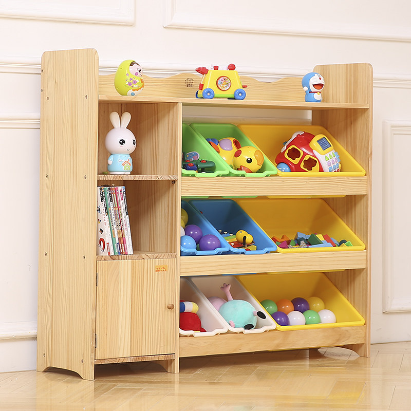 Solid wood children's toy storage shelf Kindergarten shelf Baby storage cabinet Lazy corner finishing rack Storage bookshelf