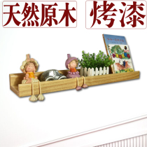 Solid wood one-word partition shelf Childrens bookshelf creative background wall decoration rack shelf Wall-mounted wall laminate