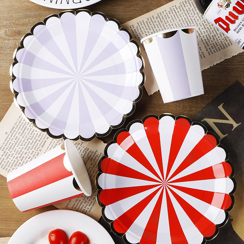 Gilded paper plates Plates ins Nordic photo props Birthday party dinner plate Dessert cake plate