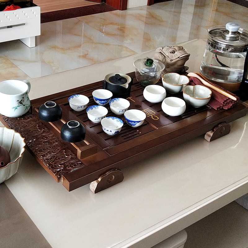 Large Tea Tray Solid Wood Super Large Size Home Drain Drain Drain tray Tea Sea Chinese Tea Desk Mini Easy Kung fu Tea Desk