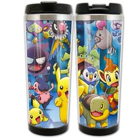 Anime hai nhân dân tệ bao quanh thú cưng elf Pikachu phim hoạt hình bằng thép không gỉ đôi sticker trà sữa cute