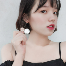 Mousses small d long style minimalist frosted wafer earrings South Korean ins wind net red temperament without earbuds and ears