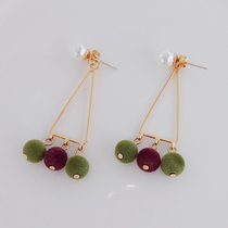 Brief Triangle Geometric Wool earrings Long style South Korean earrings Red Temperament Earrings Autumn winter ear clip No earbuds woman