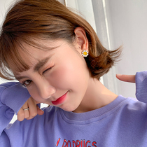 Cute cartoon sunflower earrings 2021 New Tide creative hipster earrings earring ear clip girl heart