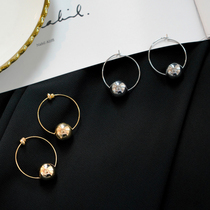 Mousse small d metal lukewarm wind exaggerated ring of large earrings Ears Rings South Korea Nets Red Without Ear and ears Ears Accessories