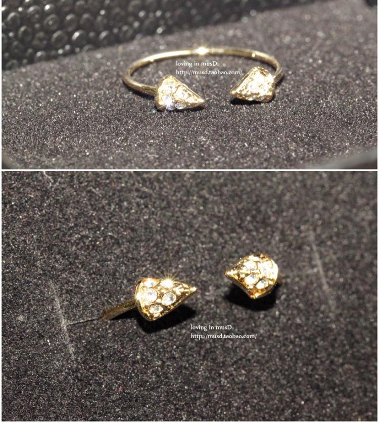 Vòng đeo tay kiểu châu Âu và đinh tán rhinestone nhẫn vàng nữ