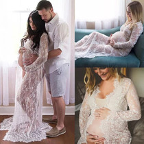 Pregnant women photo clothing Sexy lace cardigan tail jumpsuit long dress Studio photography personality photo clothing