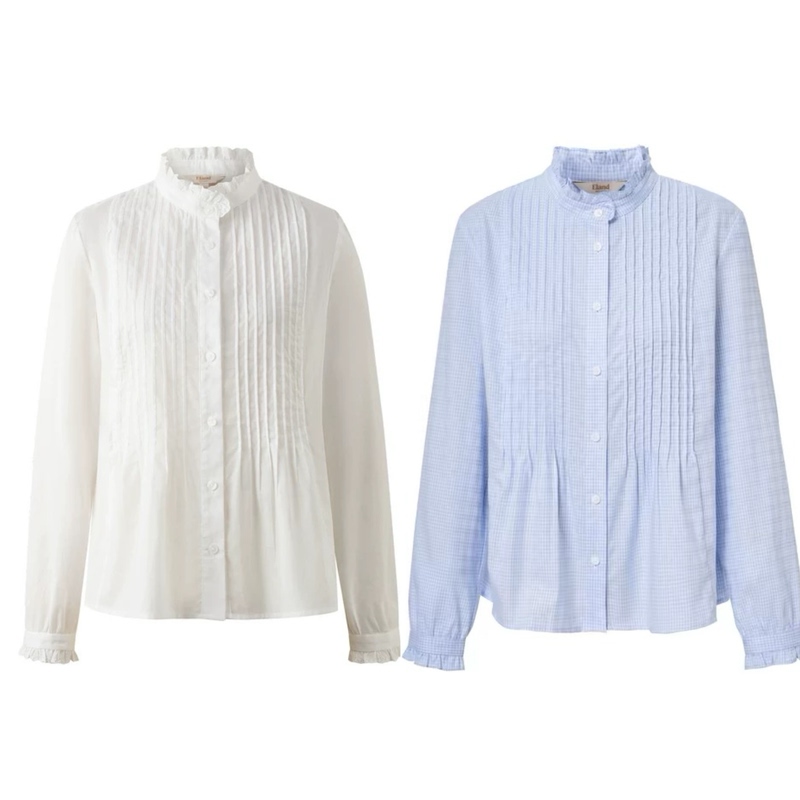 Authentic Store Product, 2026 Spring/Summer Collection, Fresh Lace Long-Sleeve Small Stand-Up Collar All-Cotton Shirt Eeyag62S03