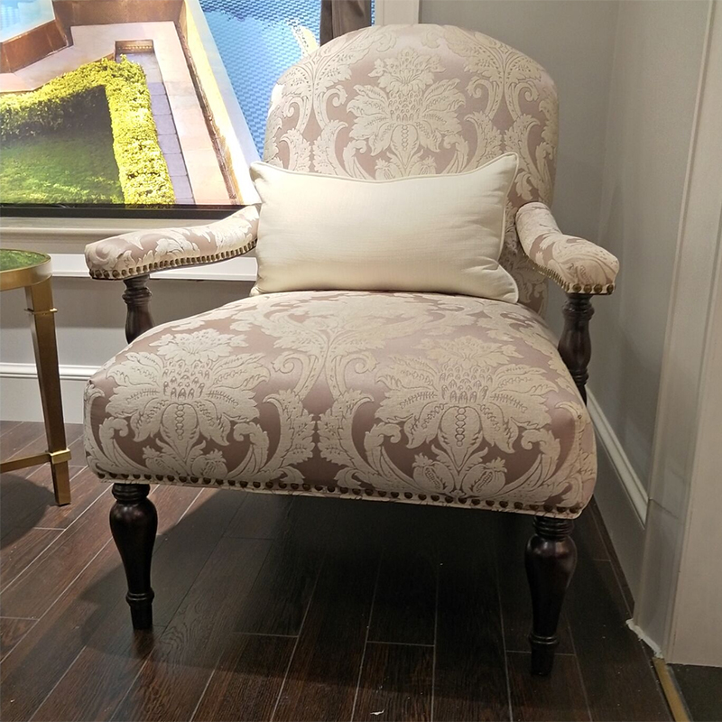 Modern American light luxury fabric leisure chair wooden sofa large villa bedroom living room single sofa 70 cm