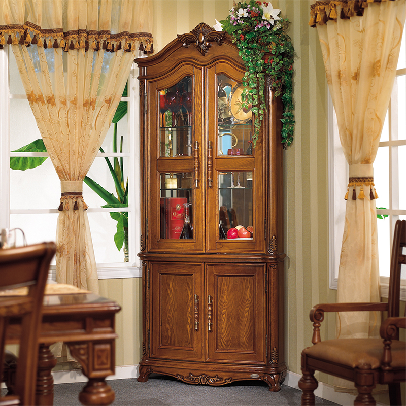 American corner cabinet all solid wood triangle cabinet European corner cabinet corner cabinet living room locker elm wine cabinet corner cabinet