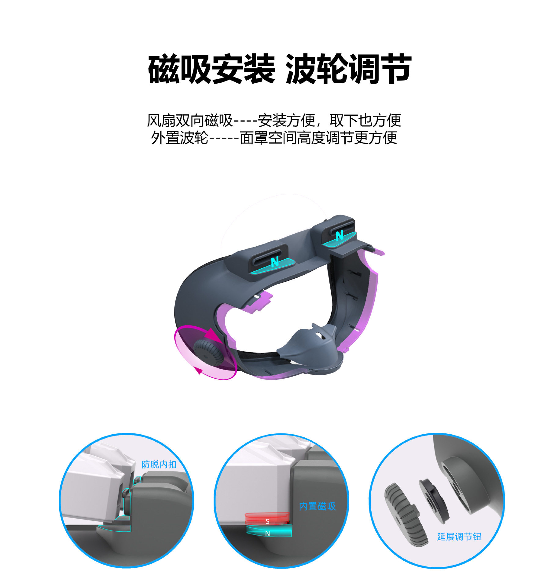 Meta Quest3 Cooling Fan with Strong Airflow, Dual-Mode Light-Blocking Mask to Prevent Light Leakage and Reduce Facial Pressure