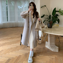 Oat color 2023 new double-sided cashmere woolen coat jacket for women with small stature and medium length