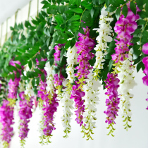 Artificial wisteria flower fake flower rattan decorative ceiling flower rattan indoor hanging flower bean flower string plastic vine plant roof
