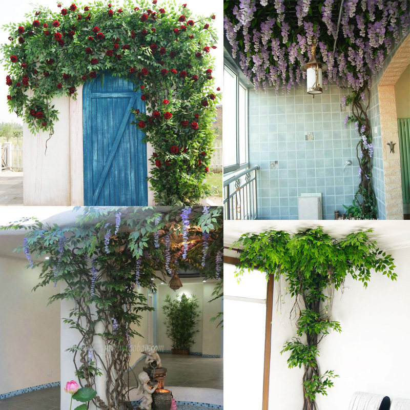 Simulation Tree Vine Decoration Vines Leaves Fake Flowers Vine Branches Suspended Ceiling Green Ceiling Green Plant Senteo Wall Ripening